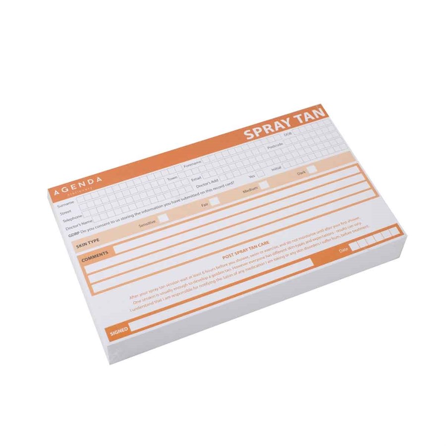 Spray Tan Record Cards