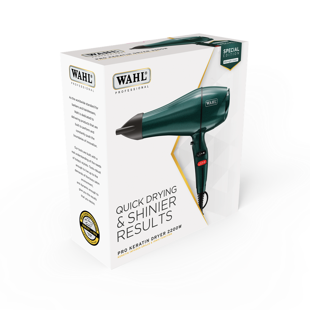 Wahl PRO KERATIN 2200W HAIR DRYER MIDNIGHT GREEN