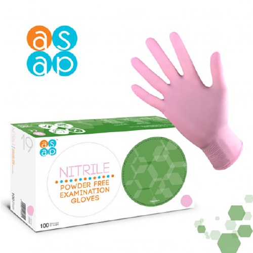 ASAP Nitrile Powder Free Gloves Pink Medium