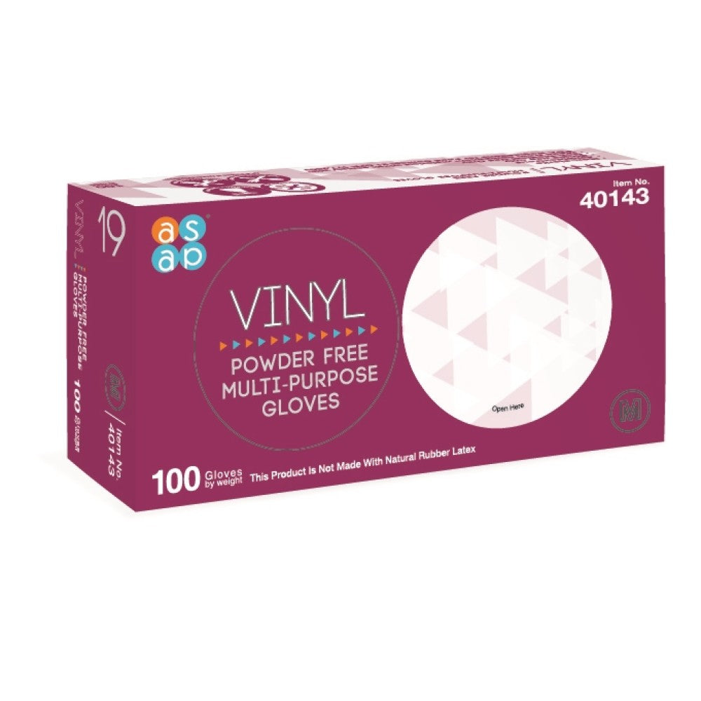 ASAP Vinyl Powder Free Gloves Clear Small