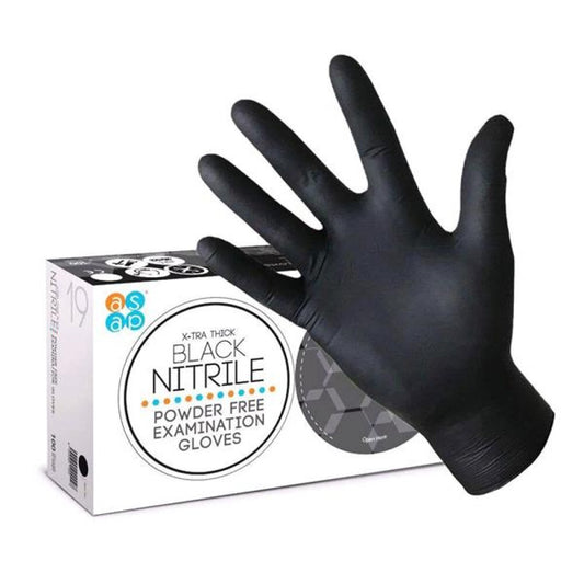 ASAP X-Tra Thick Black Nitrile Powder Free Gloves - Medium