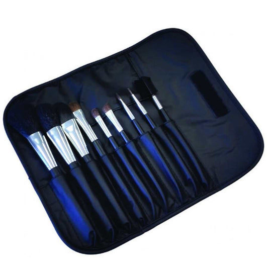 SOLUTIONS 9 PIECE BRUSH SET IN BLACK WALLET