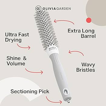 Olivia Garden Wavy Bristles White & Grey 55mm