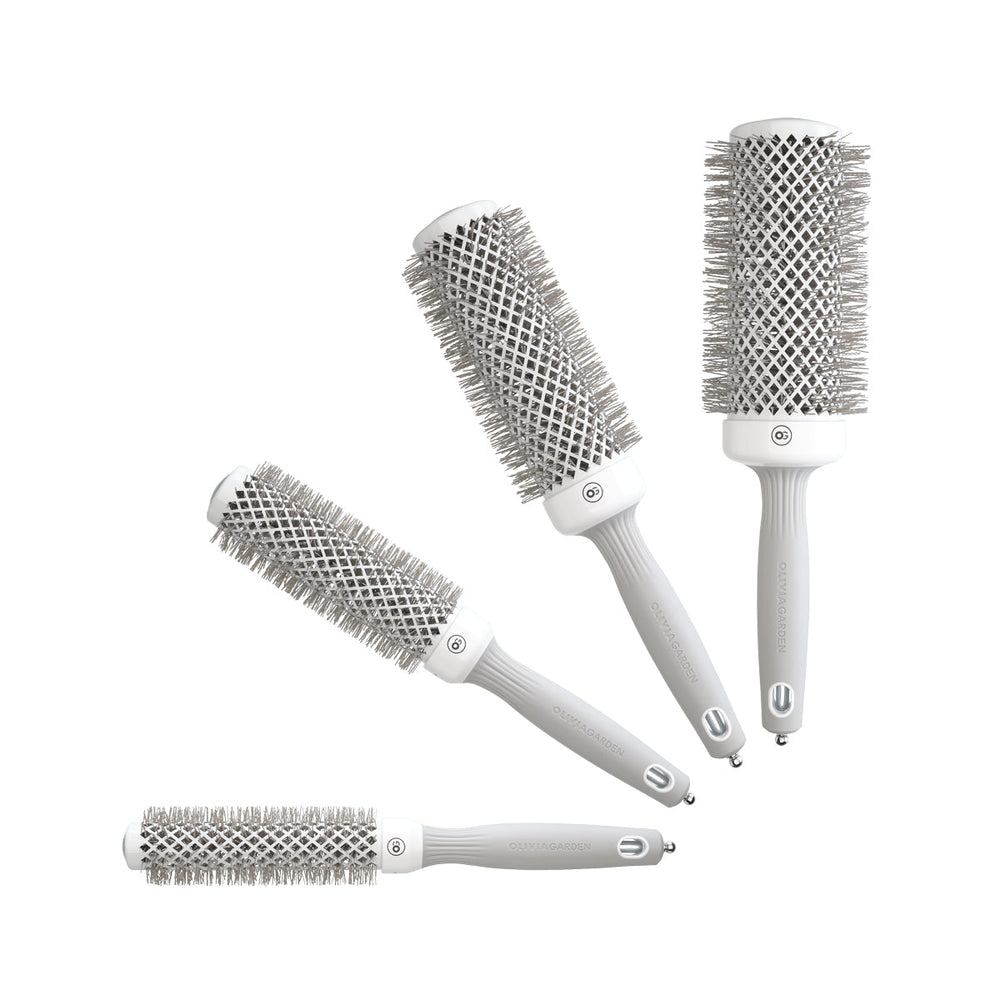 Olivia Garden Wavy Bristles White & Grey 55mm