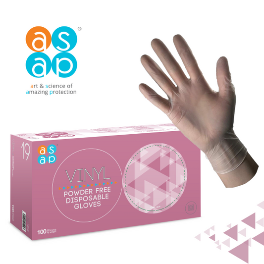 ASAP Vinyl Powder Free Gloves Clear Medium