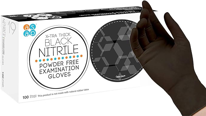 ASAP Nitrile Powder Free Gloves Black Small