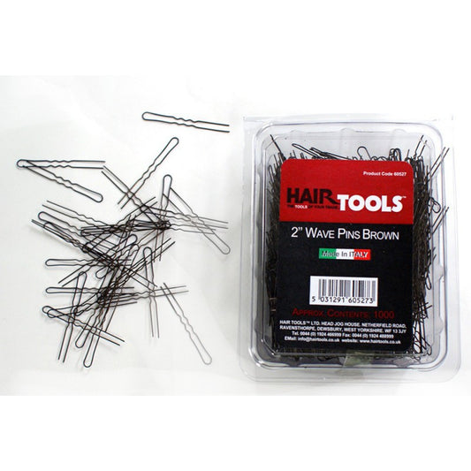 2" Waved Brown Hair Pins in Box of 1000.